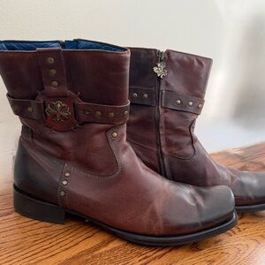 Vintage Mark Nason Dark Brown Leather Ankle Boots with Stud Accents